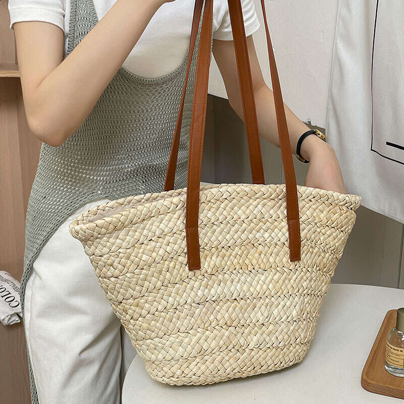 Summer Woven Bag Beach Bag Single Shoulder Corn Fur New Simple Straw Woven Vacation Beach Versatile Women S Bag KQ KQ