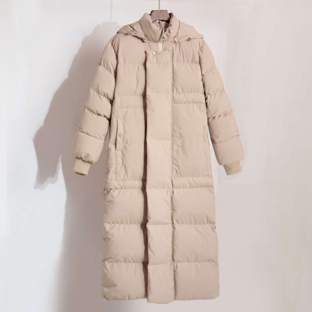 Women's Wear Long Winter New Style, Warm And Thick, Hidden Button Long Hooded Cotton Jacket