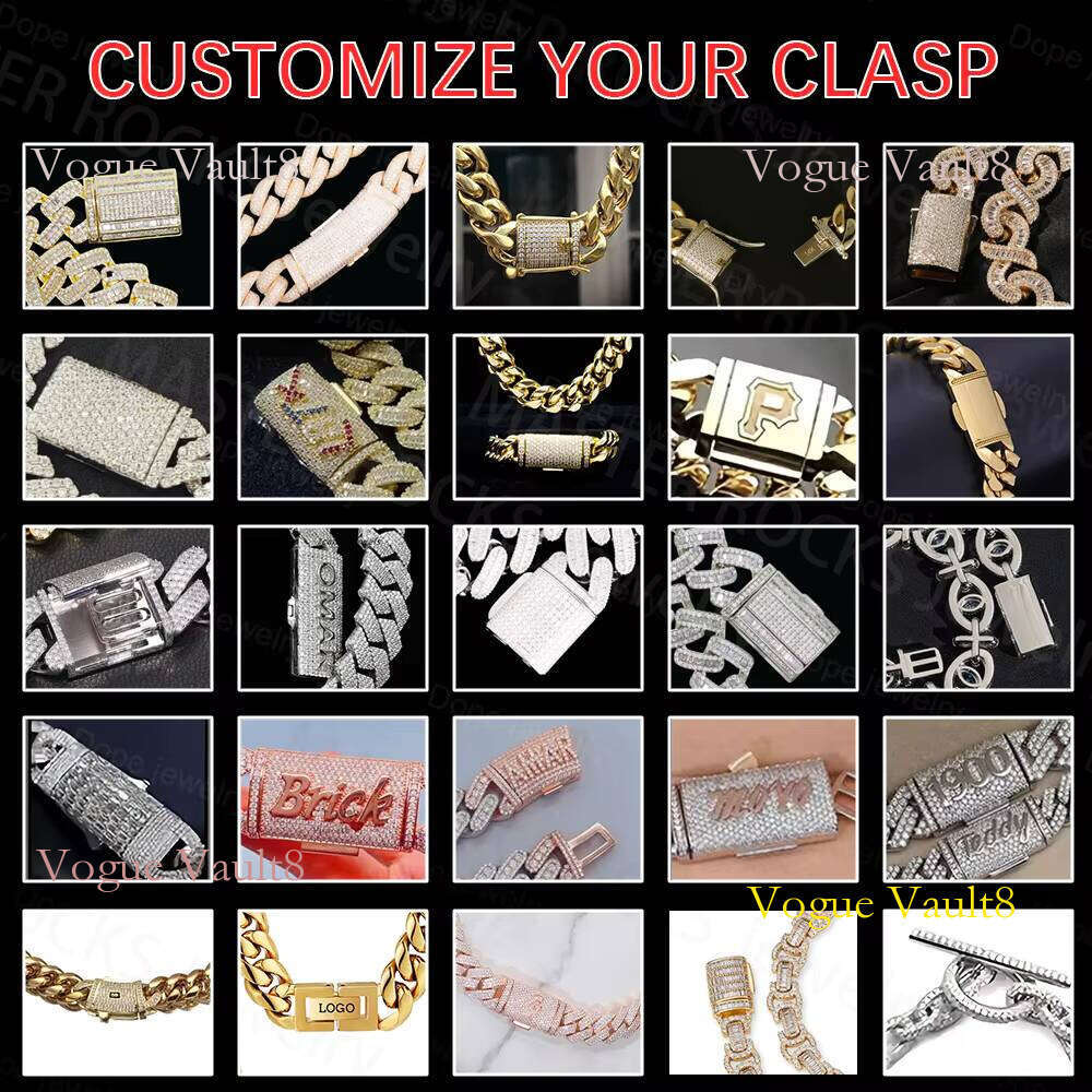 Hiphop 6mm Franco Necklace Bracelet Sterling Sier VVS Iced Out Moissanite Chain