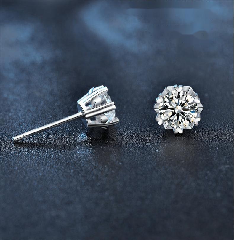 925 Sterling Silver Moissanite Snowflake Stud Earrings, Niche Luxury Design, Christmas Jewelry Gift