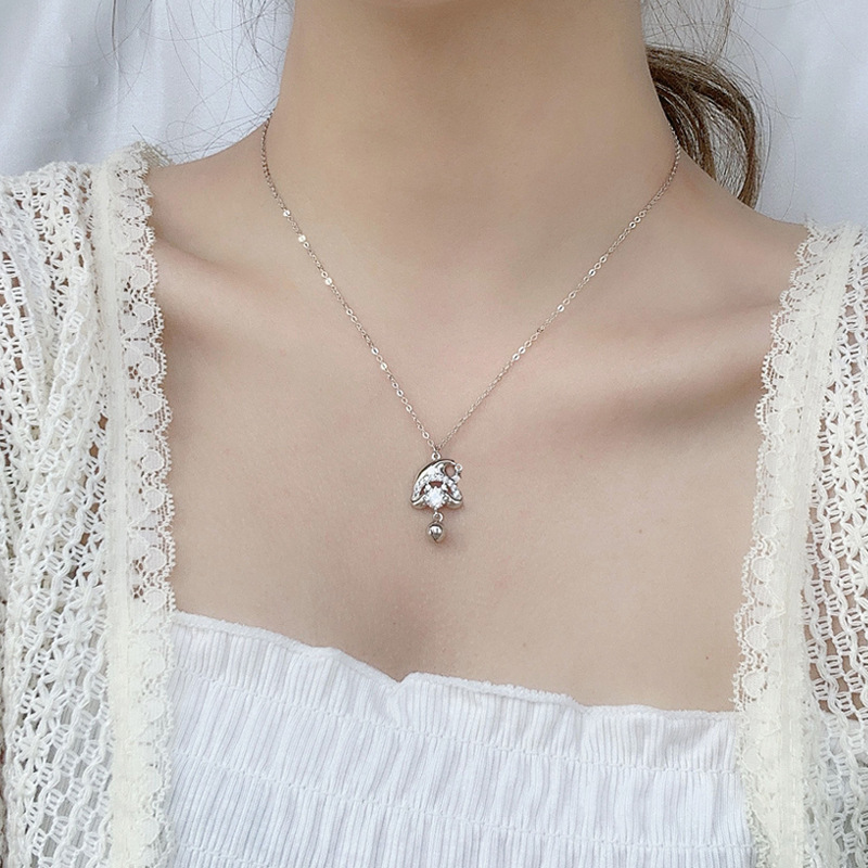 925 Sterling Silver Santa Hat Pendant Necklace | Moissanite Christmas Jewelry | Minimalist Chain for Holiday Gifts