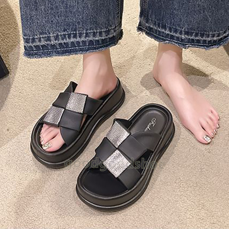 2025 Designer Slides Sandals Square diamond 4.5cm Slippers EVA Summer Beach Casual Soft Comfortable Womens Sliders Outdoor Indoor Home White Black Ant