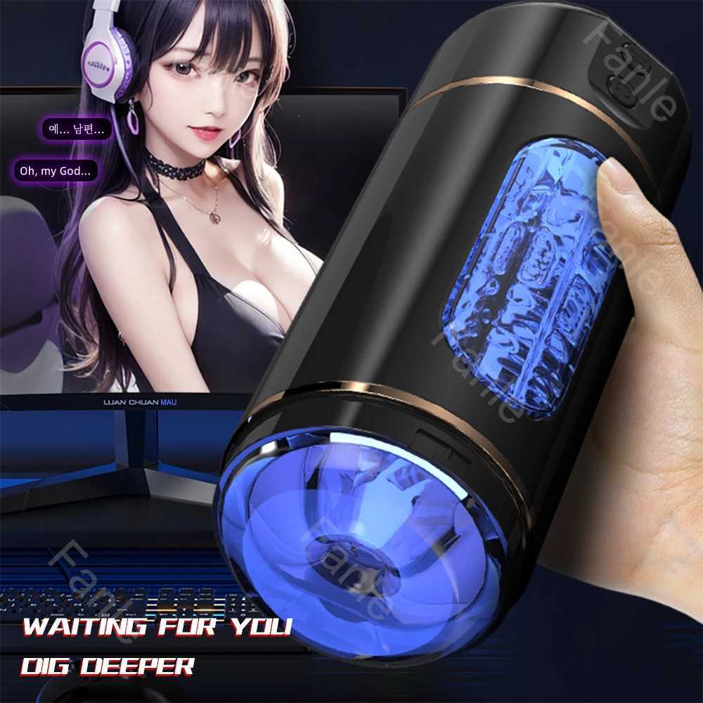 Masturbator for Men Squeezable Pocket Pussy Vibration Blowjob Penis Real Vagina Masturbation Cup Oral For Male Adult Sex ToyXJ250506