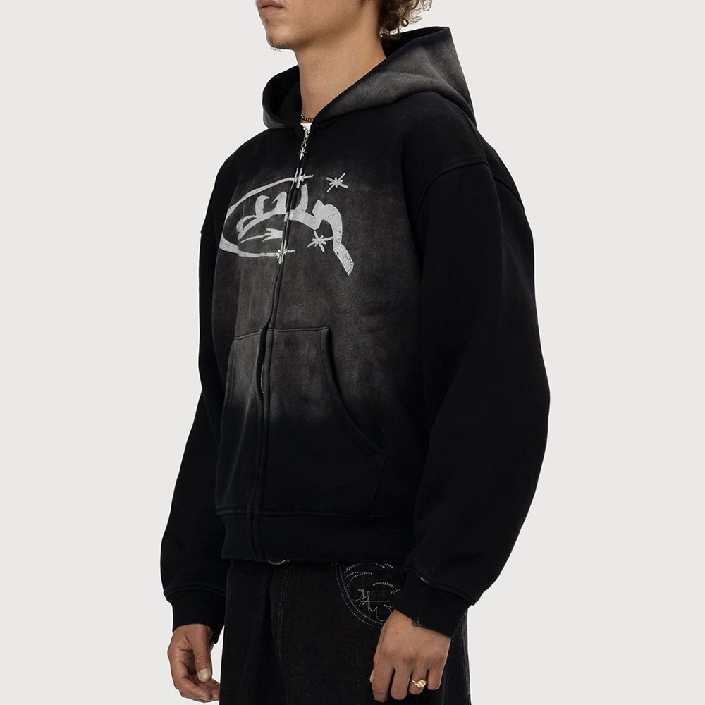 Sweatshirt print pattern long sleeved pullover hooded sweatshirt jacket trendy street y2k 240923