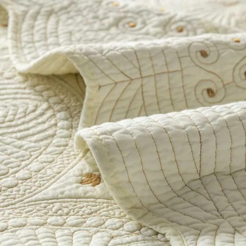 Solid Embroidered Bedspread Quilt Set 3pcs Quilted Bedding Cotton Quilts Bed Covers Pillowcase Blanket King Queen Size Coverlets 252033 GOE