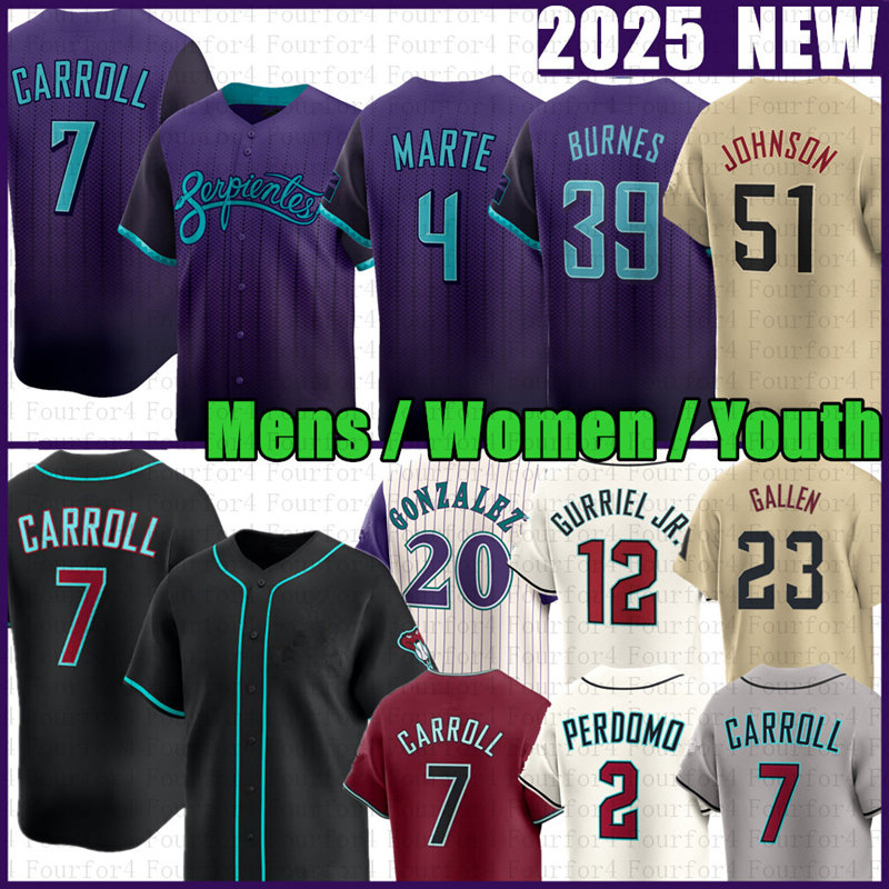 7 Corbin Carroll Baseball Jersey Randy Johnson Ketel Marte Geraldo Perdomo Burnes Josh Naylor Grichuk Zac Gallen Alek Thomas Joc Pederson 2025 City Co