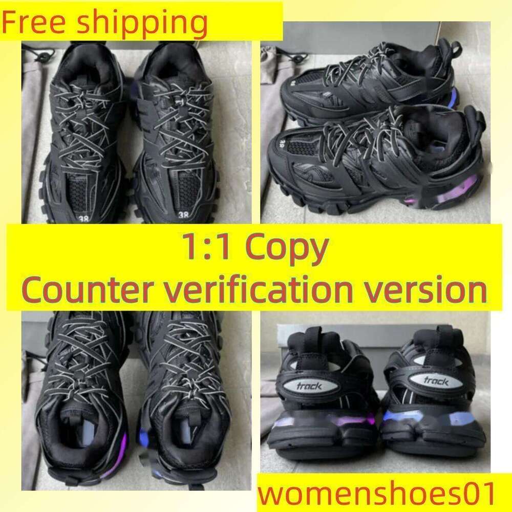 Womens Mens designer Casual Shoe Track LED Sneaker Light Grey Blue Gomma leather black pink Trainer Nylon Printed Platform for Men 3 3.0 Trainers Shoes g5