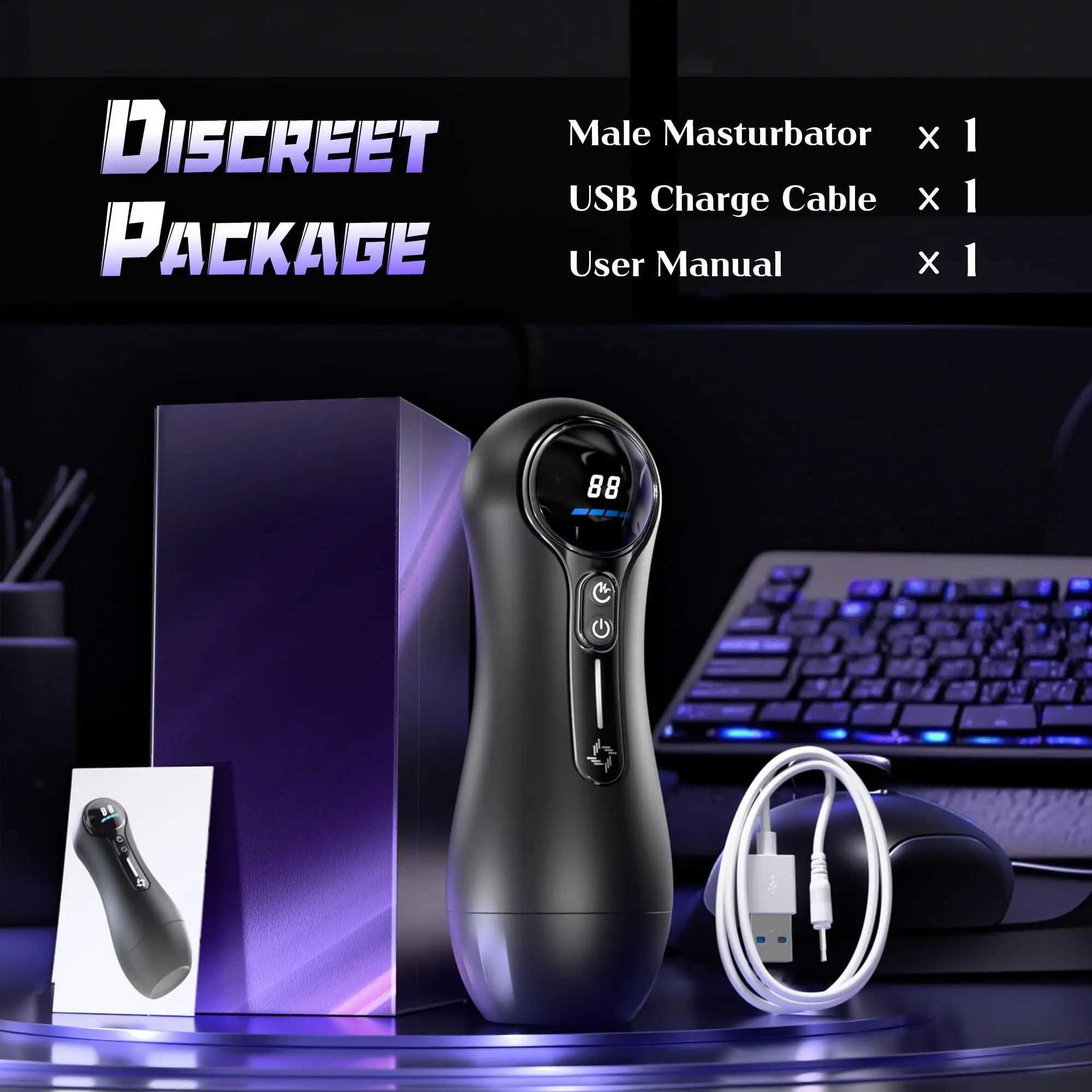 Realistic Vagina Automatic Male Sucking Masturbator with LED Display Pocket Pussy 9 Vibration Penis Massager Adult Sex Toy 18XJ250506