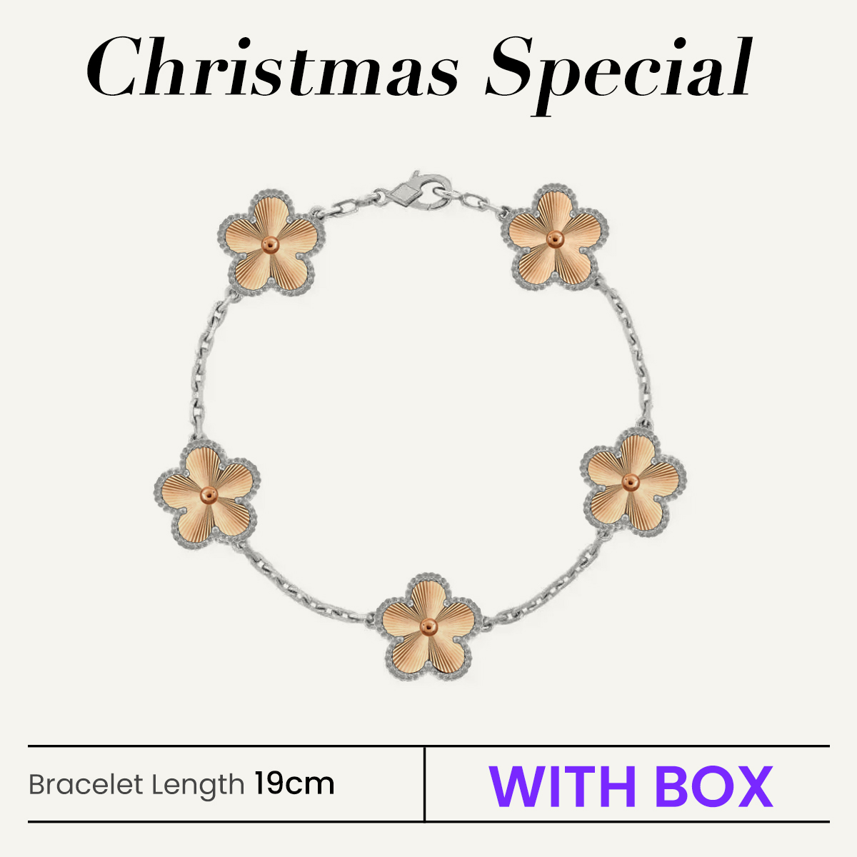 Classic High Quality Black Moissanite Jewelry Bracelet with Unique Four Leaf Clover Detail