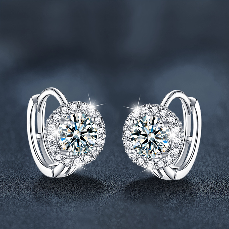 S925 Sterling Silver Moissanite Sunflower Hoop Earrings for Women Hypoallergenic Lightweight Jewelry