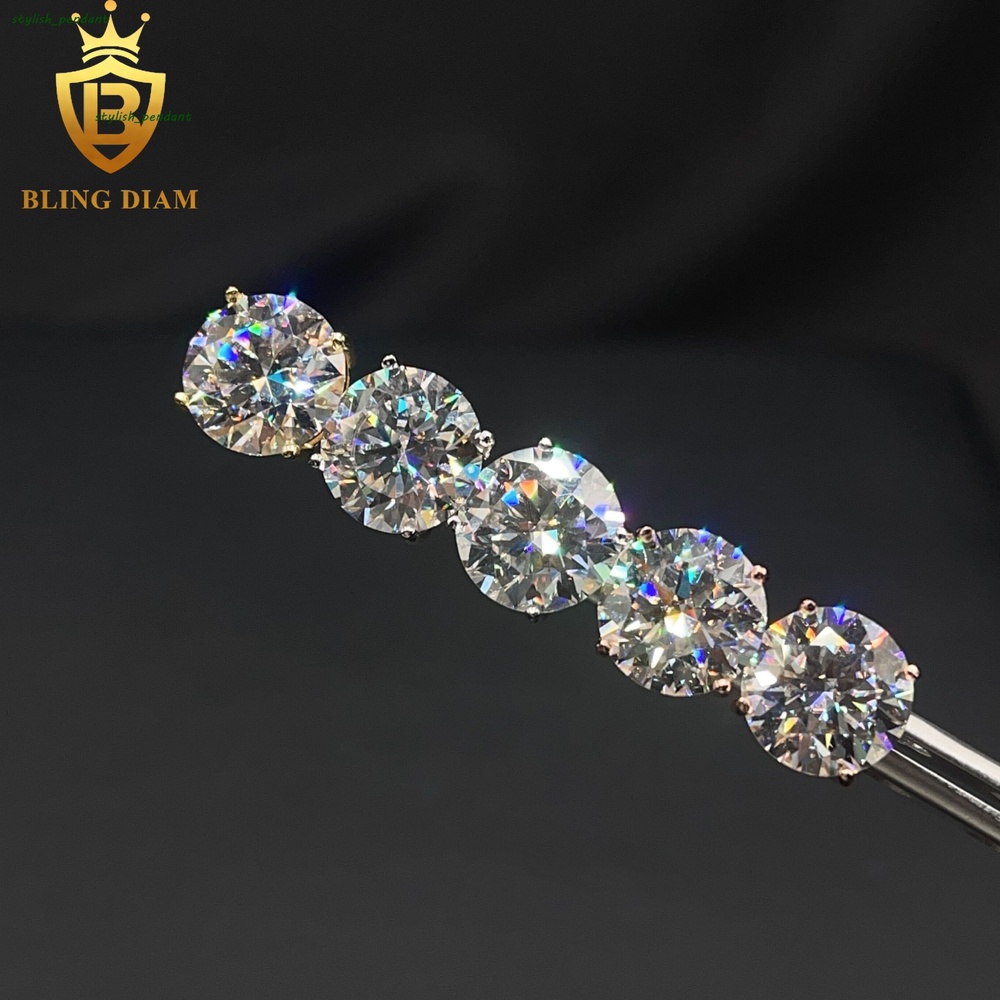 10mm 11mm Fine Jewelry Iced Out 925 Sterling Silver VVS Moissanite Diamond Screw Back Stud Earrings
