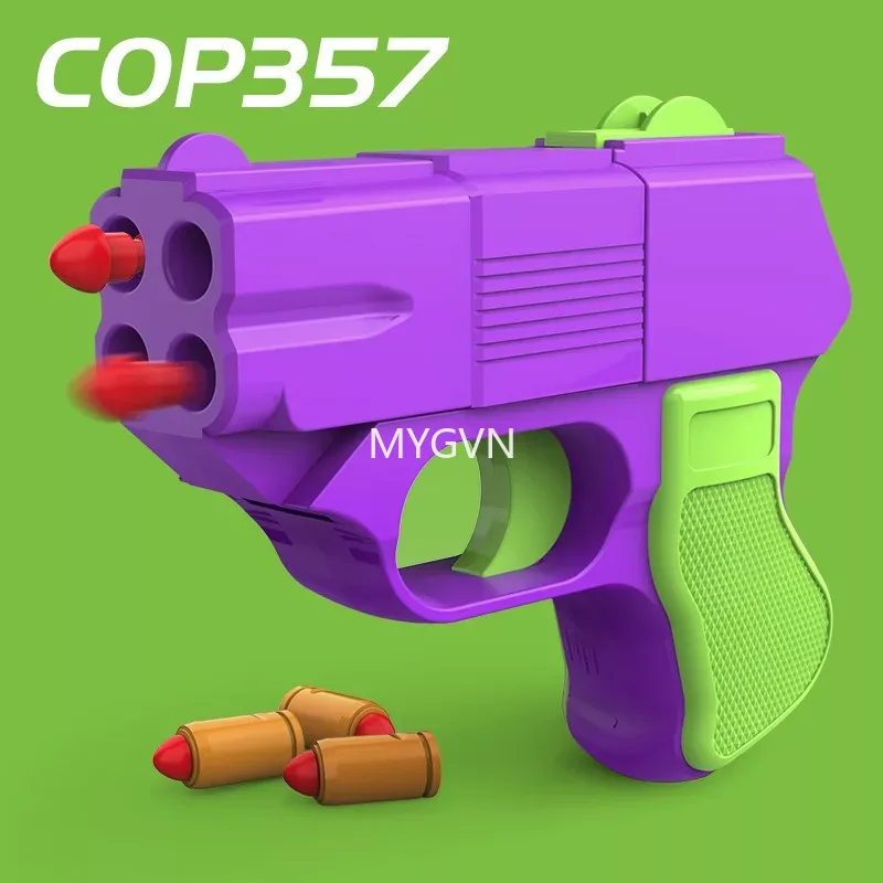 COP357 Carrot Toy Gun Shell Ejection Soft Bullets Launcher Mini Size Manual Firing Portable Pistol Model Children Adult Gift