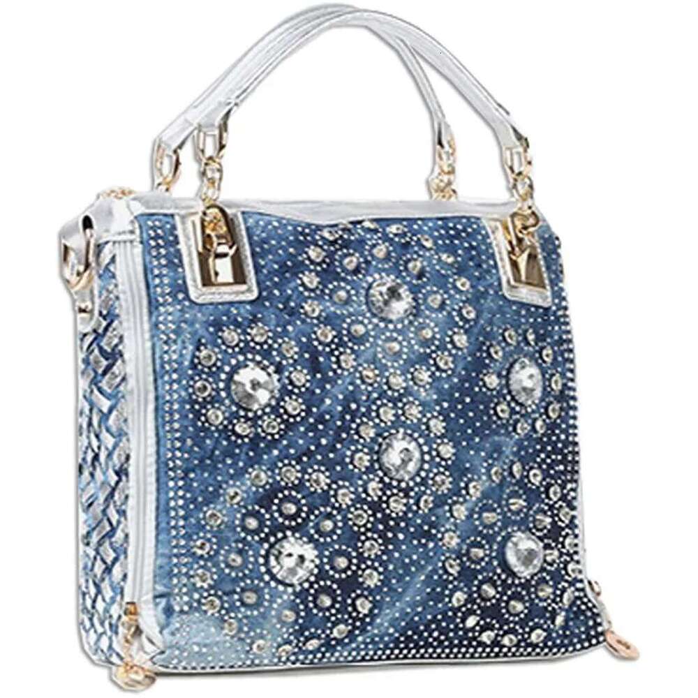 Denim Bags For Women Shoulder Tote With Dia Jean Handbag Crystal Crossbody Bag