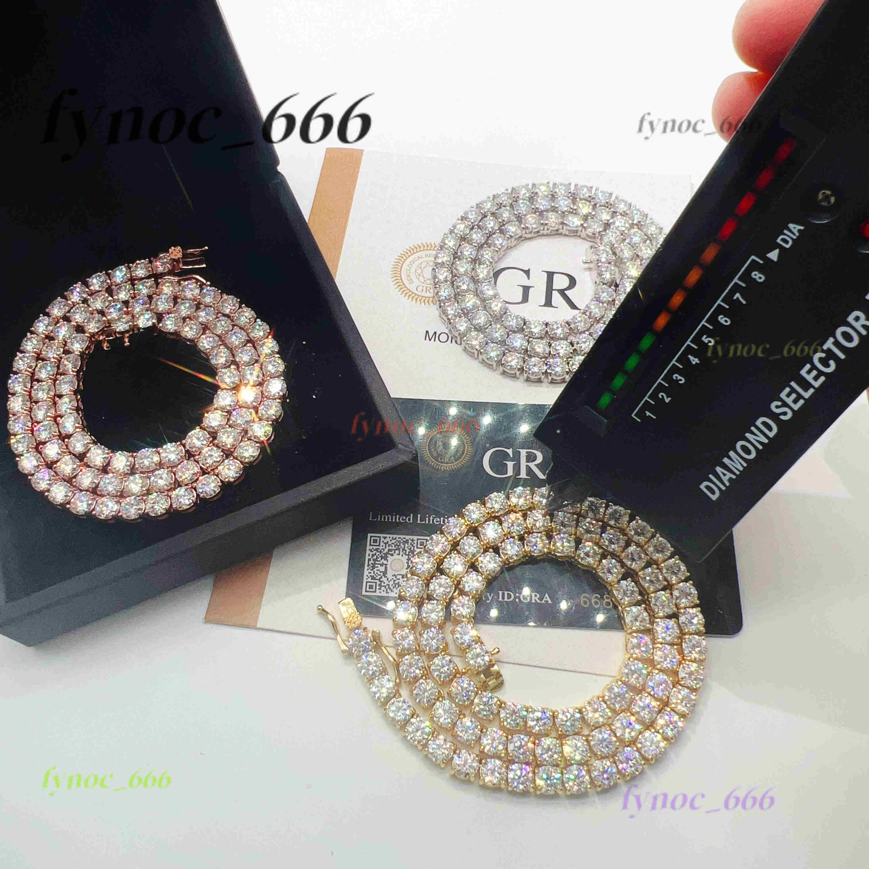 Hot Sale Product Teal Moissanite Chains Necklace 925 Sterling Silver Tennis Chain