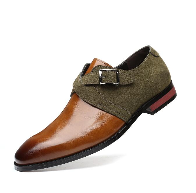 Foreign trade personalized fashion show trend color blocking set foot leather shoes men's casual fashion 47 plus 48 men's shoes 5.3-1
