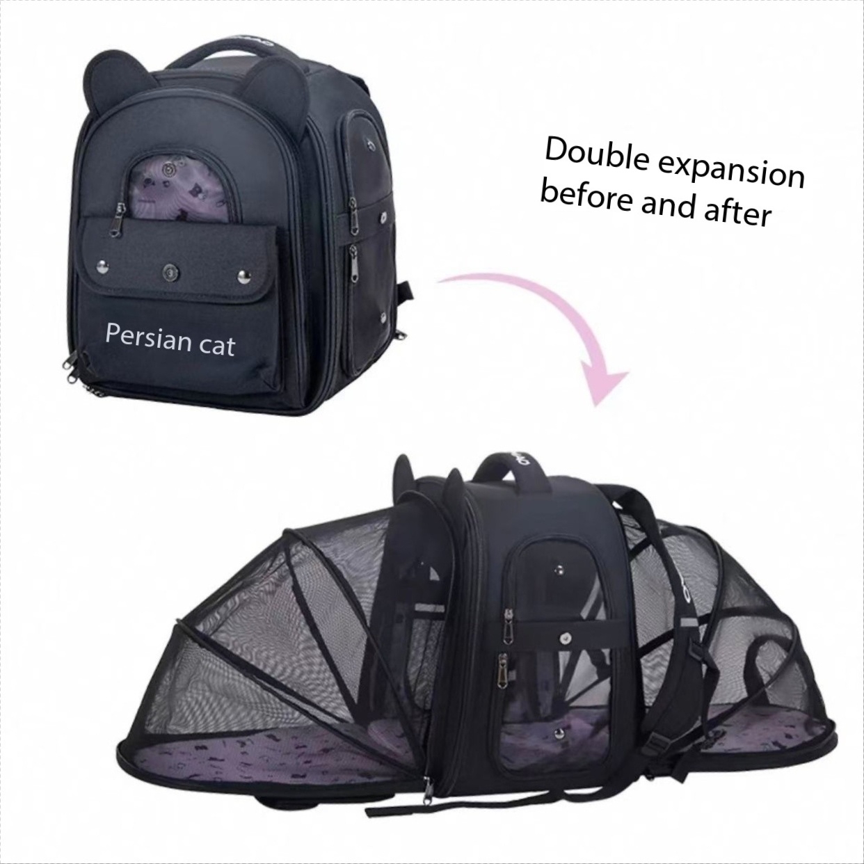 Cat bag for outdoor use, portable backpack with large capacity, lightweight travel, outdoor expansion, breathable pet backpack