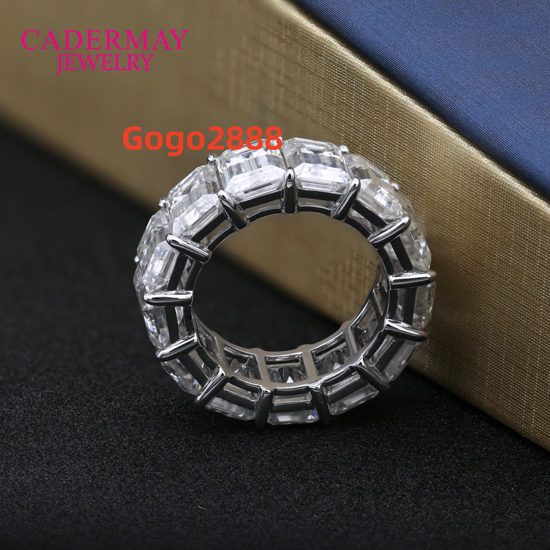 Cadermay Wholesale Price Fine Jewelry 925 Silver 14K 18K Emerald Cut D FL Moissanite Hip Hop Ring for Rapper Mens Gift