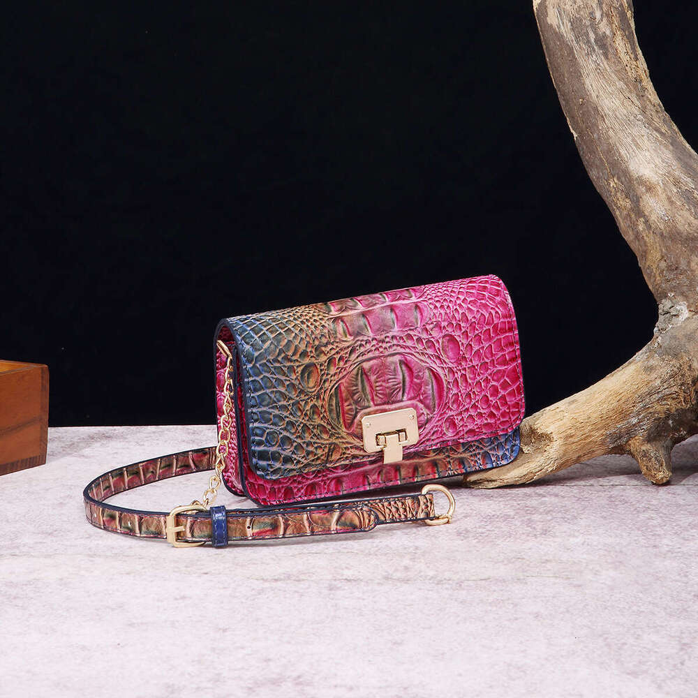 Cross body single shoulder women's bag with multicolored crocodile pattern Brahmin