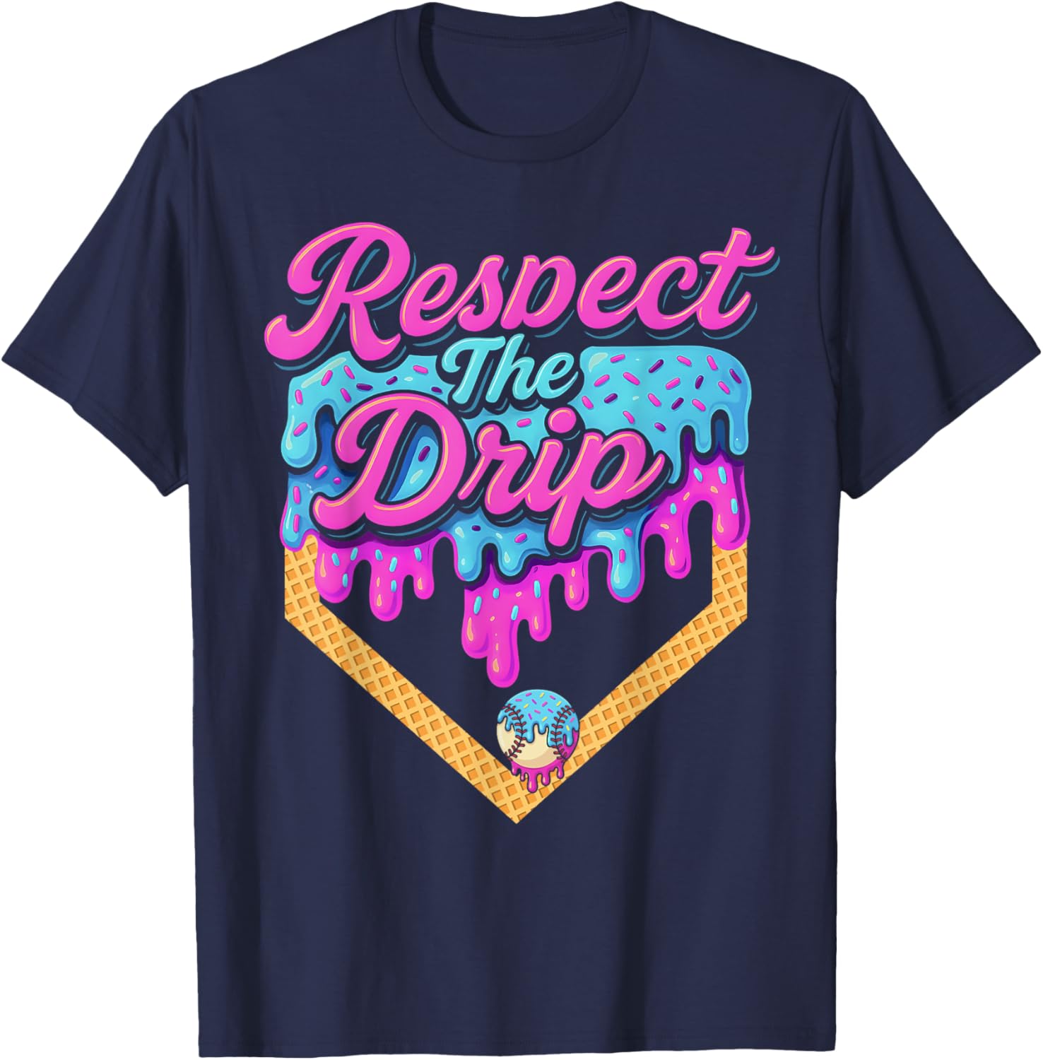 Baseball Drip Boys Home Plate Ice Cream Respect The Drip T Shirt