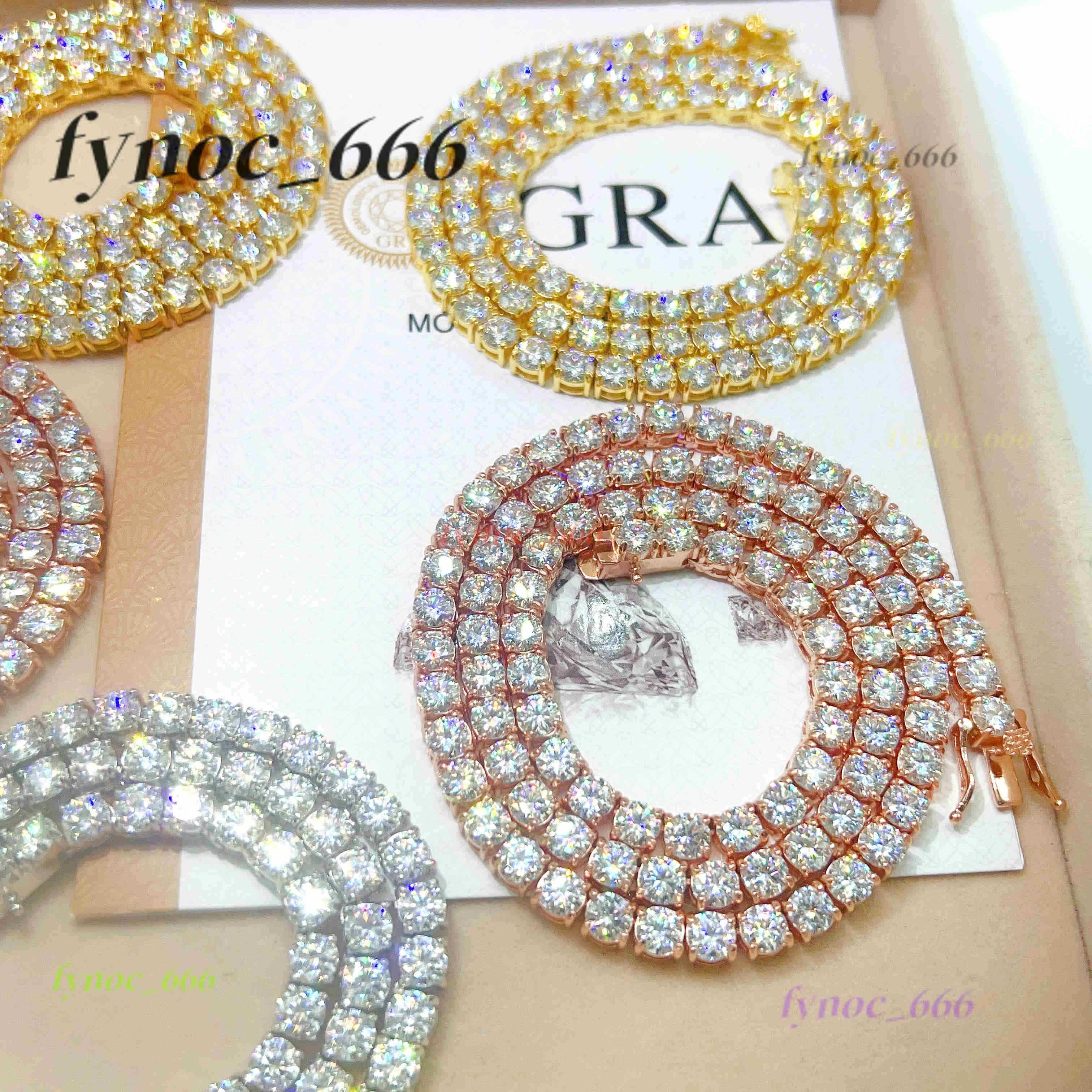Hot Sale Product Teal Moissanite Chains Necklace 925 Sterling Silver Tennis Chain