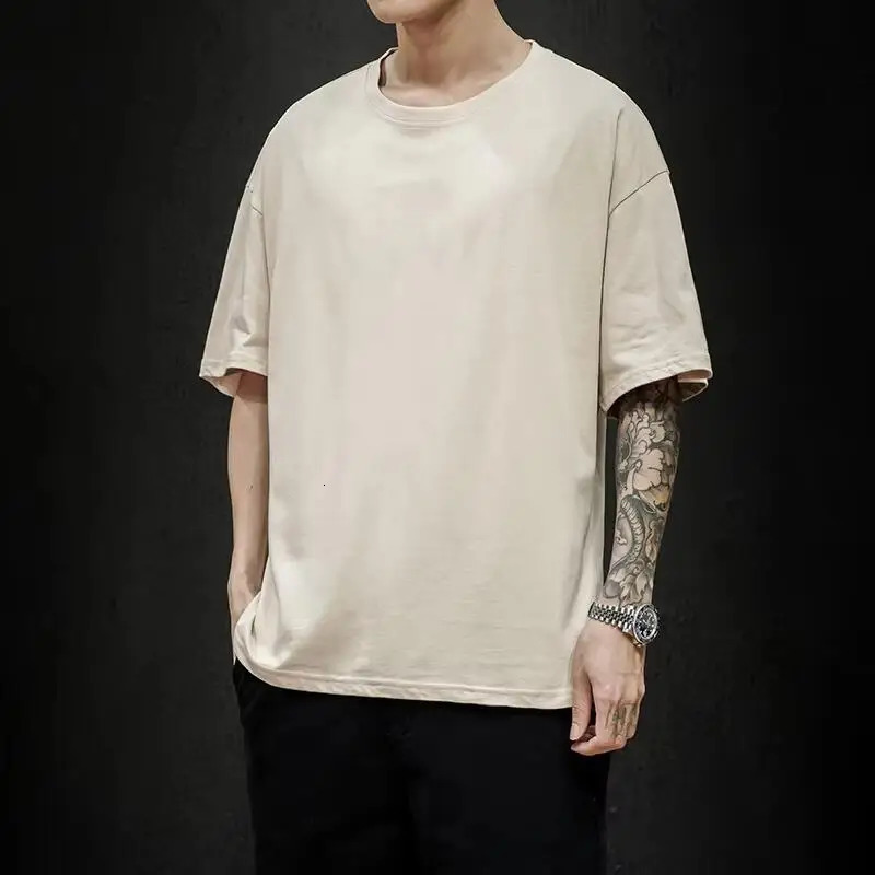 Summer Mens T Shirt Fashion Solid Basic Loose Hip Hop Short Sleeve T-Shirts For Men Women Casual Cotton Streetwear Top Tees 250513