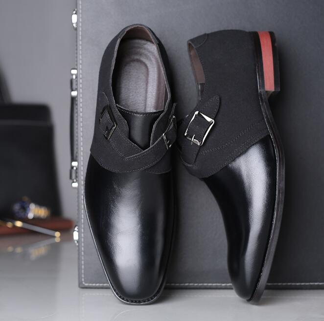 Foreign trade personalized fashion show trend color blocking set foot leather shoes men's casual fashion 47 plus 48 men's shoes 5.3-1