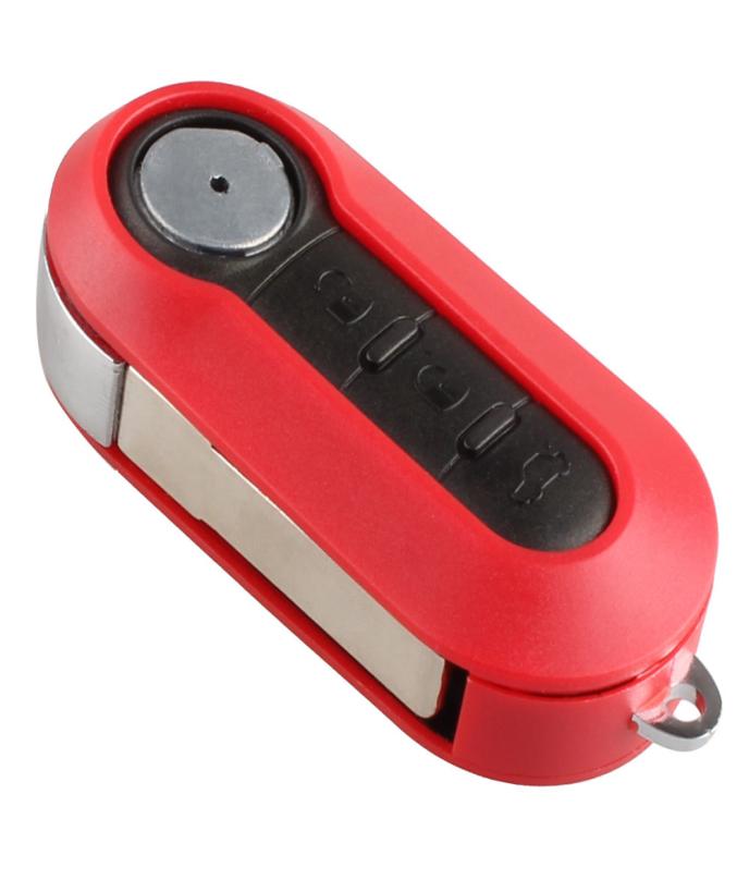 3 Button NEW Replacement Shell Folding Flip Key Case for Car Fiat 500 With Red Silicone Cover Combo Shell7807466