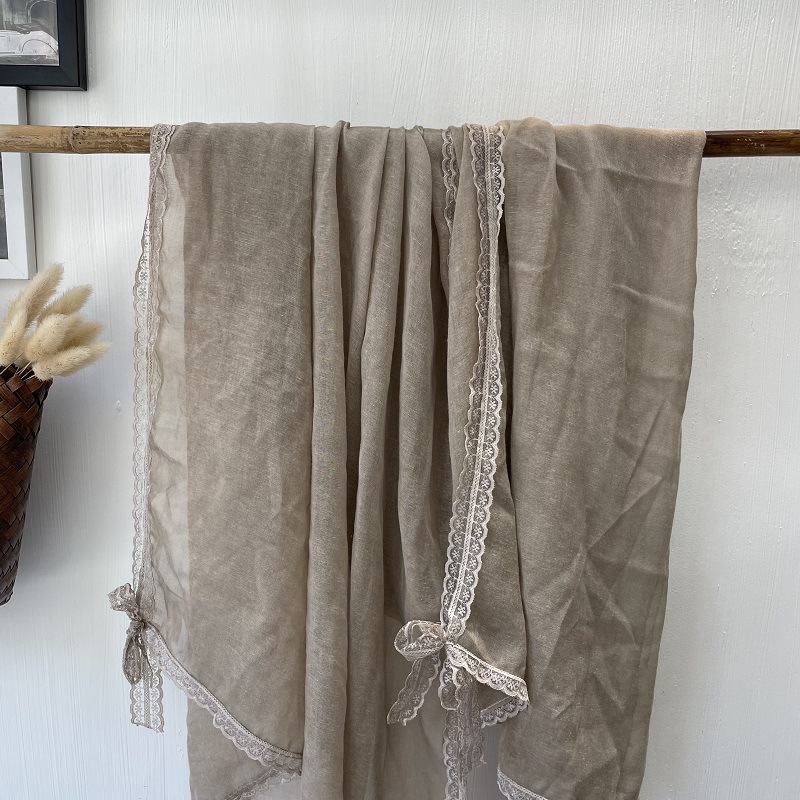 K632 Exquisite niche solid color shawl Dunhuang grassland sunshade sunscreen cotton linen desert grassland headscarf shawl photo long scarf