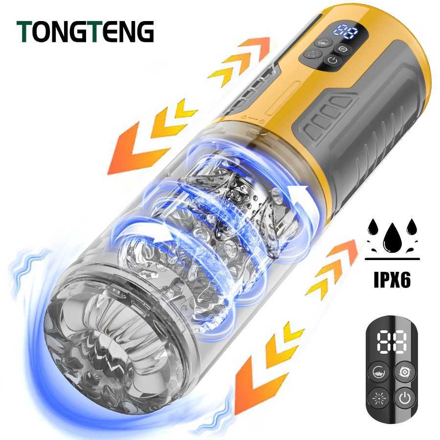 IPX6 LED Automatic Male Masturbator Cup 7 Rotating Licking Thusting Modes Pocket Pussy Stroker Blowjob Sex Toys For Men W250506