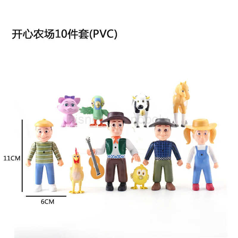 Disney 10pcs/set Hot Happy Farm Figures La Granja De Zenon Red Barn Barnyard Farm Kids Cute Toy Adorable Dolls Children Charm Gifts Z250506