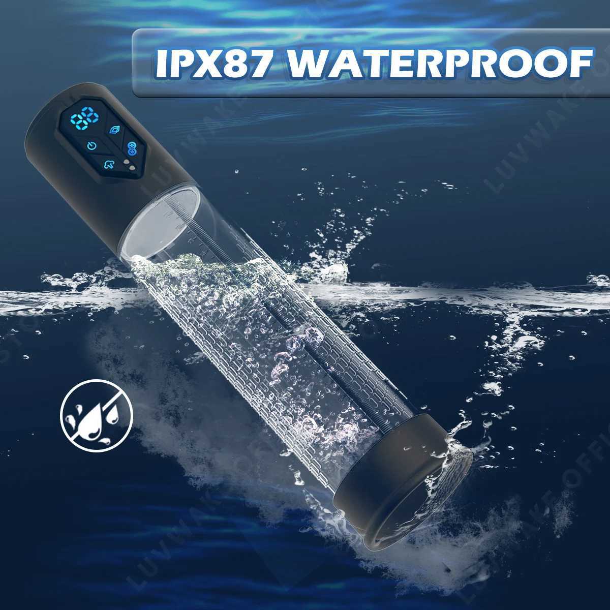 IPX7 Waterproof Electric Penis Pump for Enlargement Man Vacuum Pump Enlargement Extend Pump 4 Suction Levels 2 Silicone Sleeves W250506