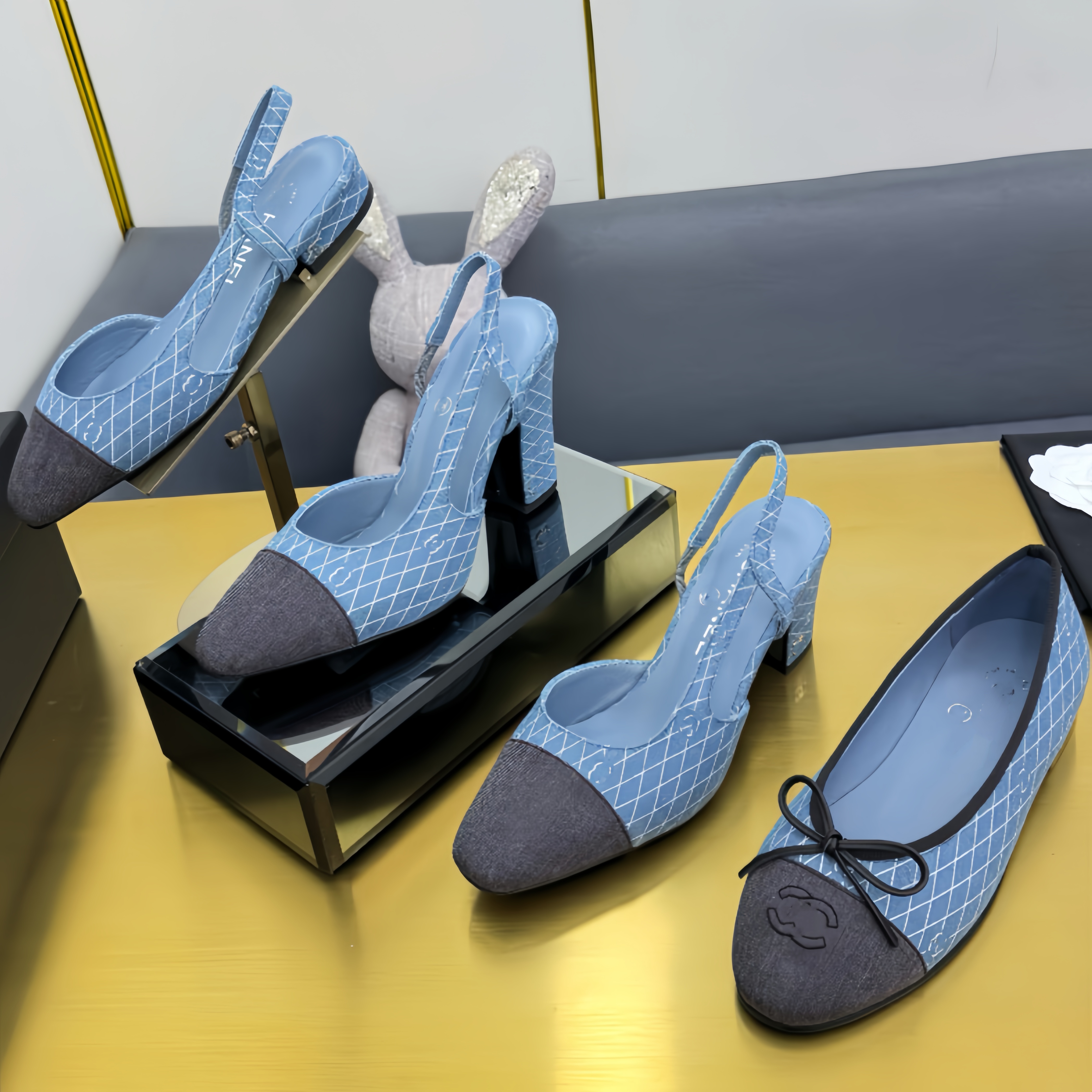 Denim Flat ballet sliders Designer Dress Shoe Fashion sac Woman Leisure Mary Jane Chunky heel sandals Leather Casual slide Luxury Mule slipper girl beach High heels