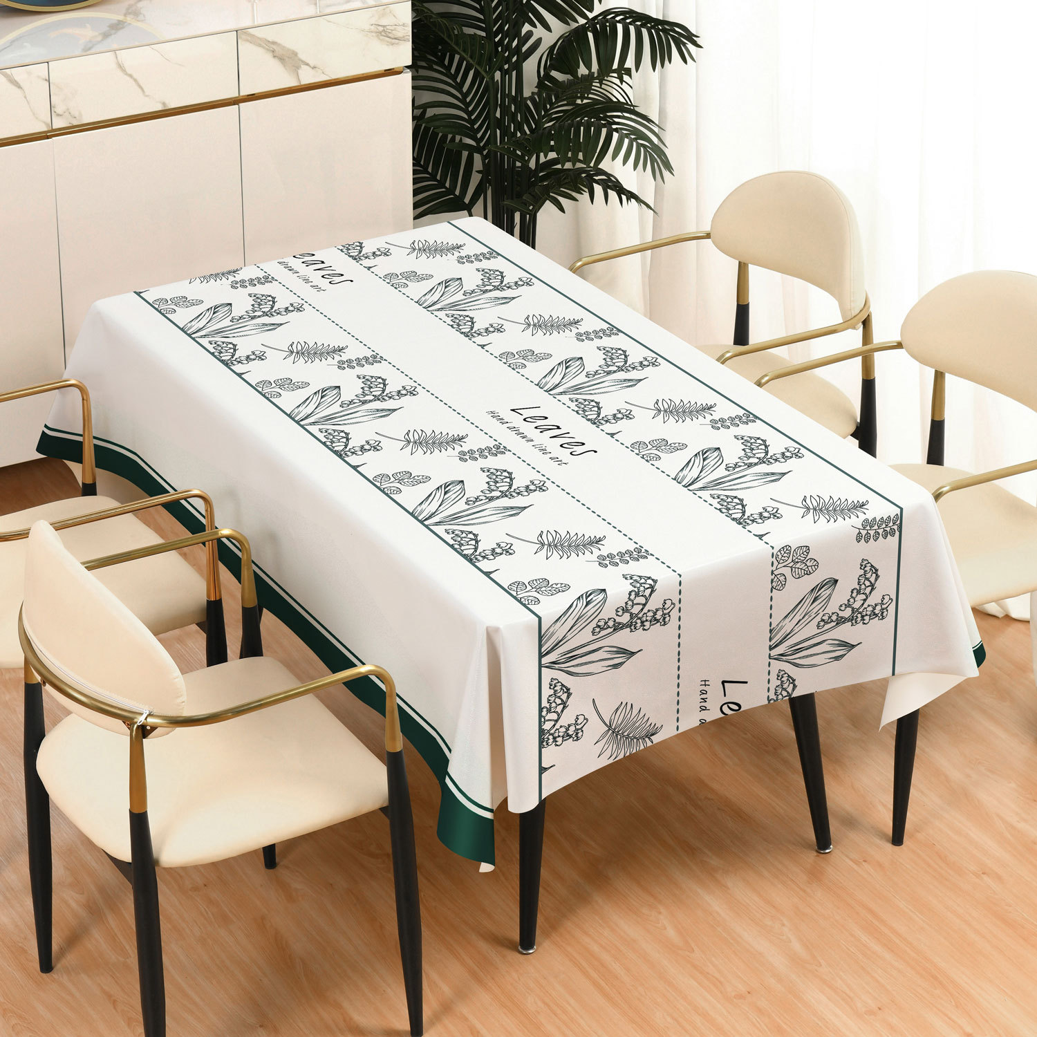 XX0385 New silk texture non-slip PU tablecloth waterproof and oil-proof ethnic style rectangular wash-free anti-scalding household tablecloth