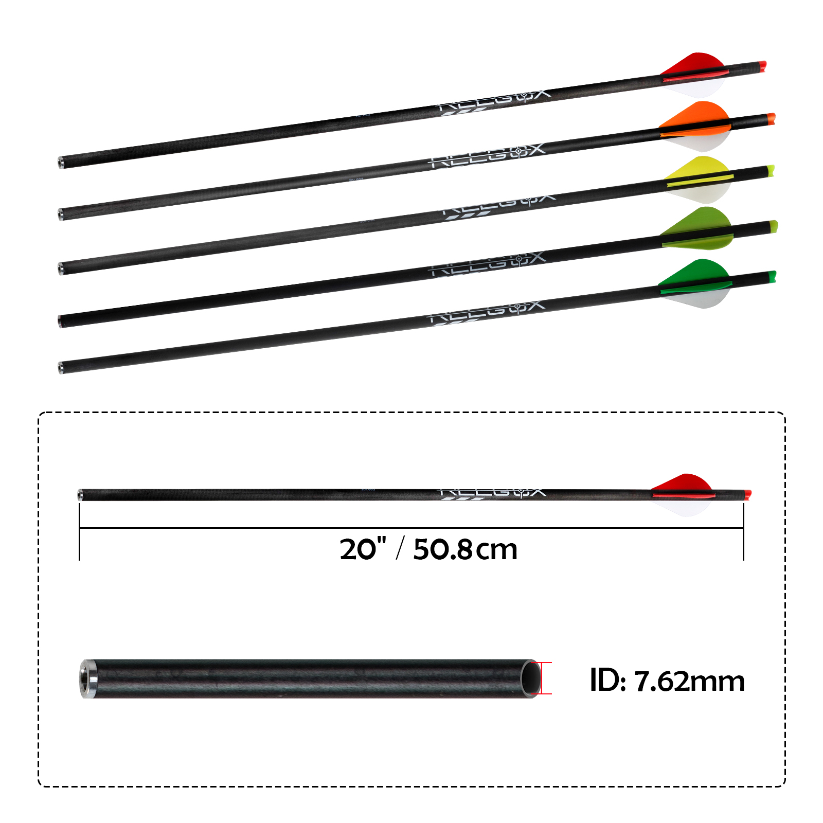 Crossbow Arrows without Arrow Heads 20 inch Crossbow Bolts Hunting Carbon Arrows Excluding arrows Half-Moon Nocks Archery Practice Training Arrows(Pac