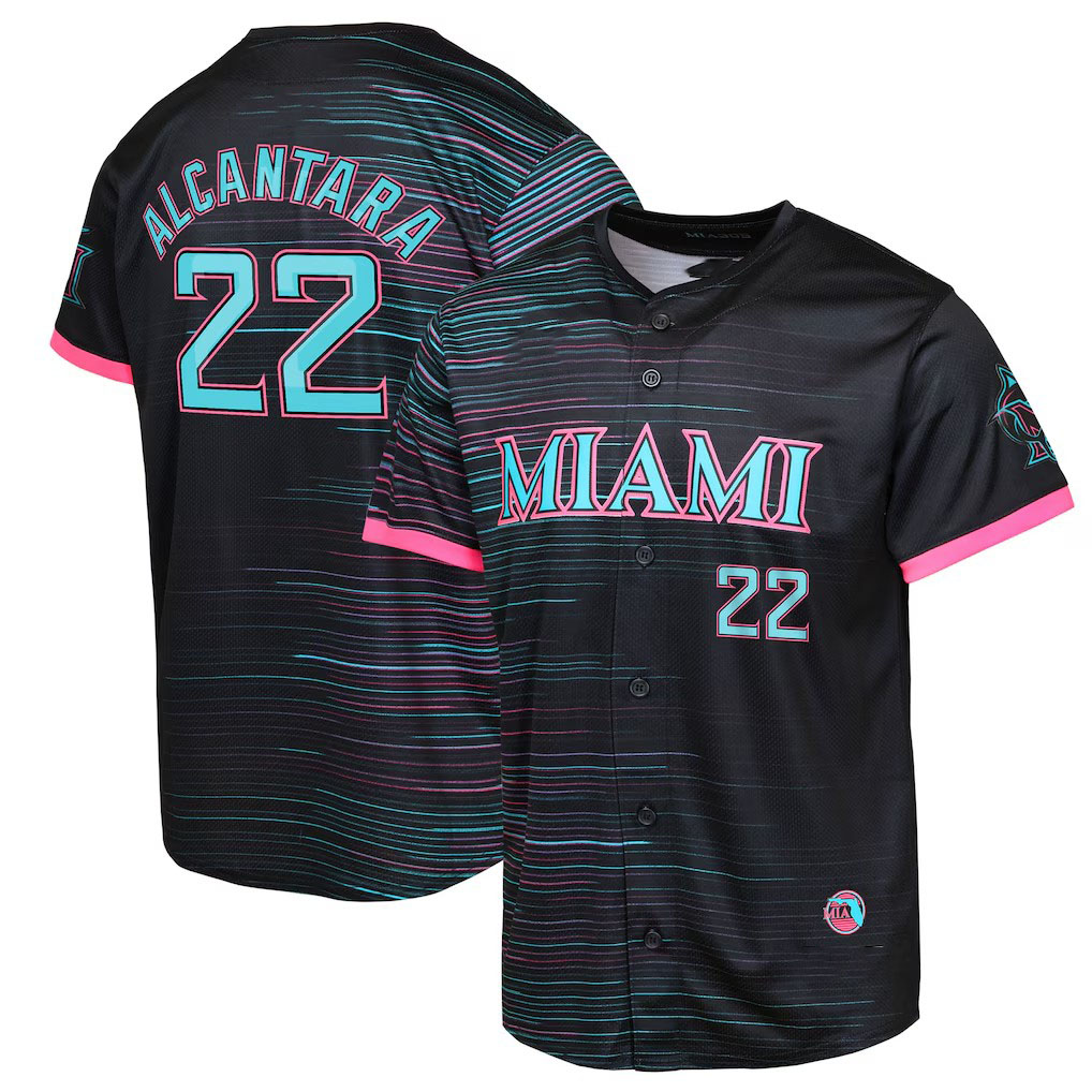 Sandy Alcantara Marlins 2025 City Connect Baseball Jersey Avisail Garcia Jesus Sanchez Griffin Conine Dane Myers Kyle Stowers Andre Dawson Ge