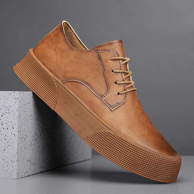 2025 New Retro Skateboard Shoes for Men Brown Leather Designer Shoes Sport Casual Shoes