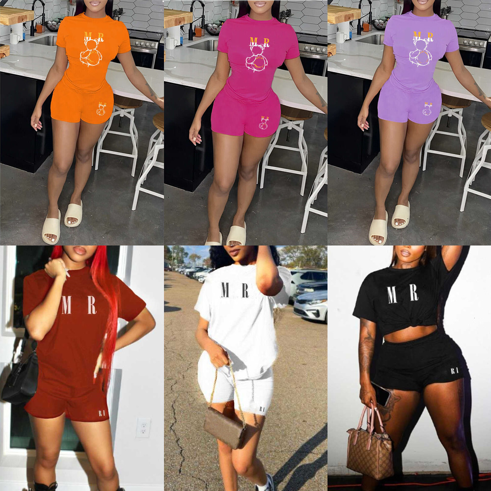Designer Tracksuit Plus Size 3xl 4xl Womens Clothing Summer Two Piece Set Women Letter Printed Round Neck Short Sleeve T-shirt Shorts 2Pcs Casual Jogging Suit
