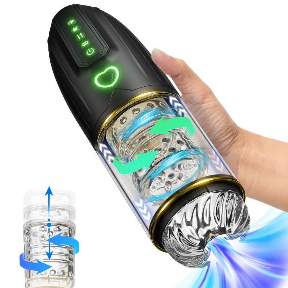 Automatic Sucking Man Masturbator 10 Modes Silicone Sex Toys for Men Telescopic Rotation Blowjob Vagina Male Masturbation Cup 18 W250506