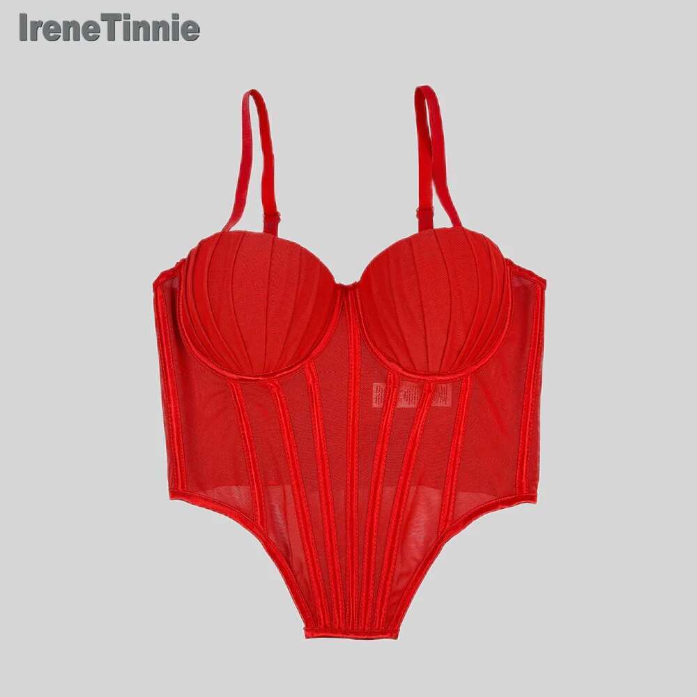 IRENE TINNIE-Women's Mesh Transparent Waist Fishbone Bandage, Bustier Corset, Sexy Tops, Fashion, New,2025