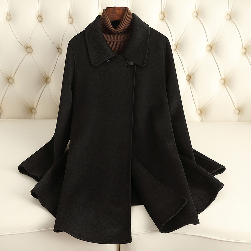 D3376 Double-faced cashmere coat for women, short, slim fit, high-end wool coat for women