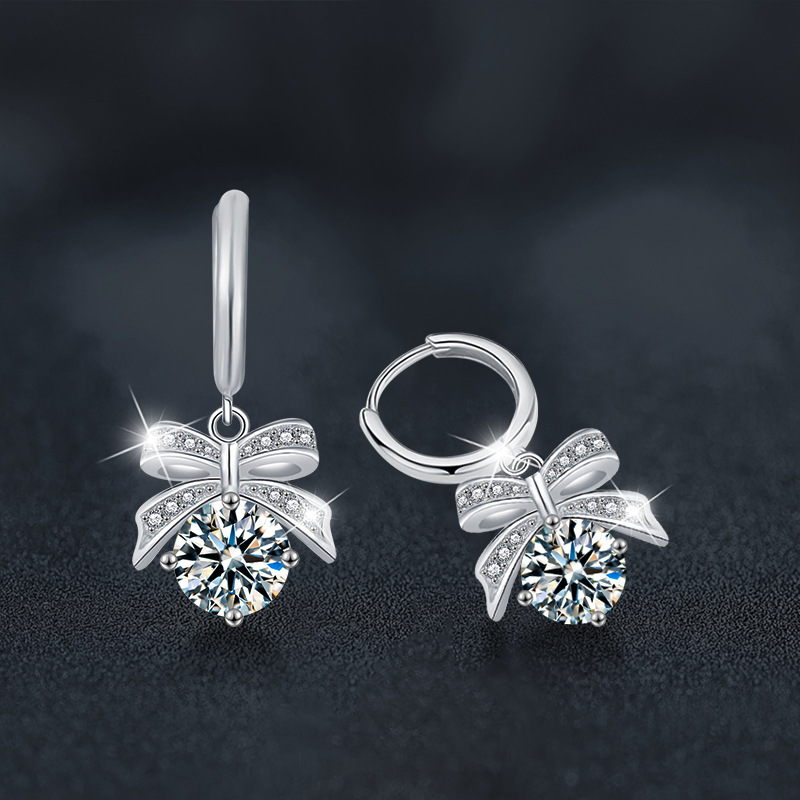 Elegant Moissanite-Studded Sterling Silver Chandelier Earrings Inspired by Nature's Beauty