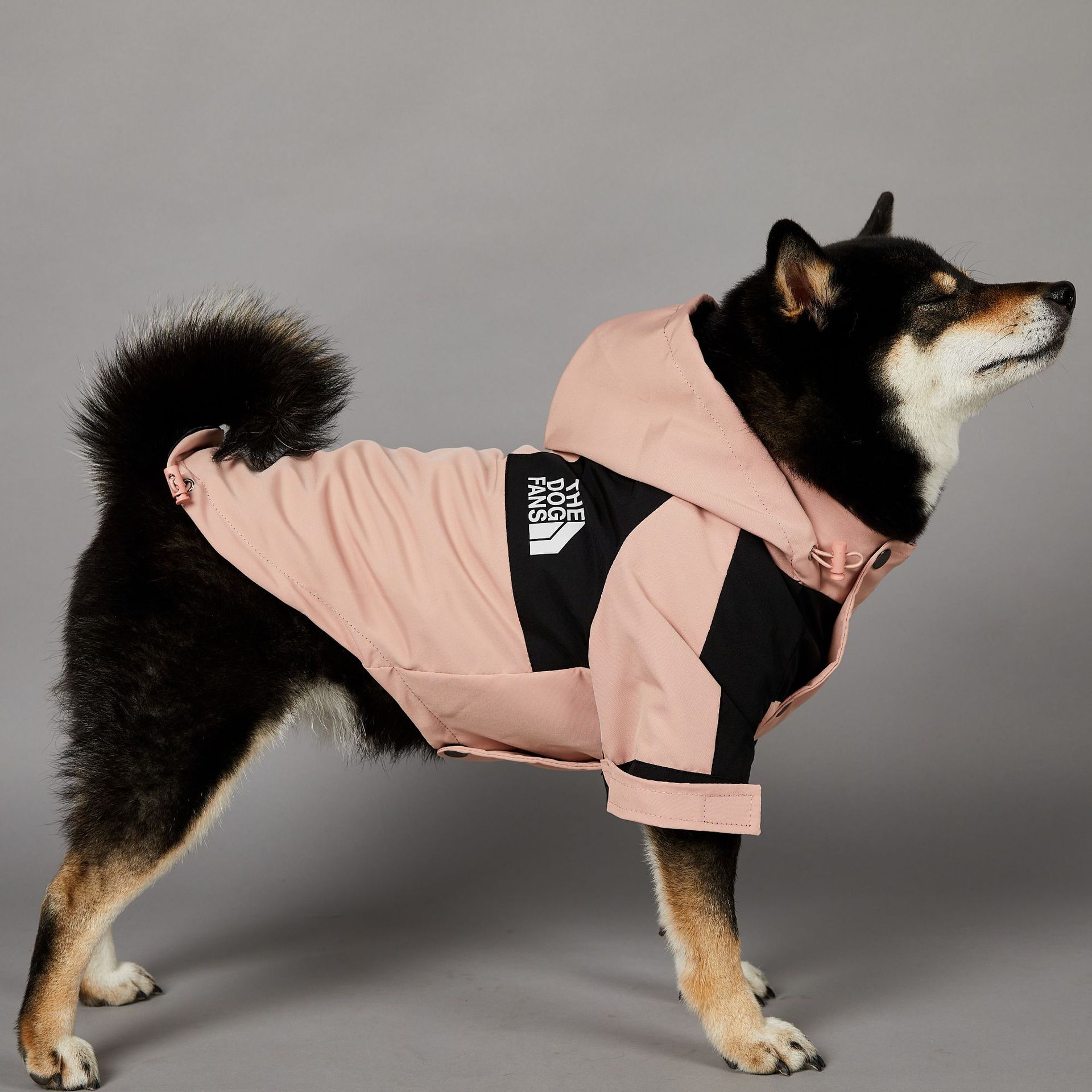 Dog Coat Outdoor Jacket, Warm Dog Coat for Small to Large Dogs, Pink Black Color Dog hooded jacket with Leash Hole, Waterproof Windproof Pet Snow Jack