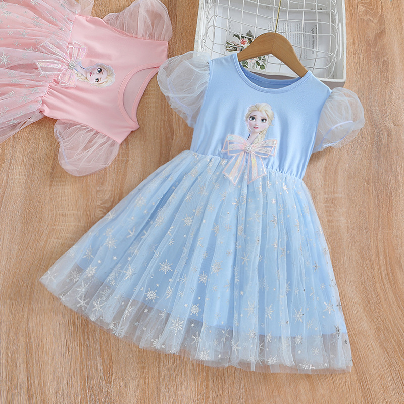DISNEY Frozen Princess Elsa kids designer clothes designer baby clothes Girls' dress summer dress children baby dress.