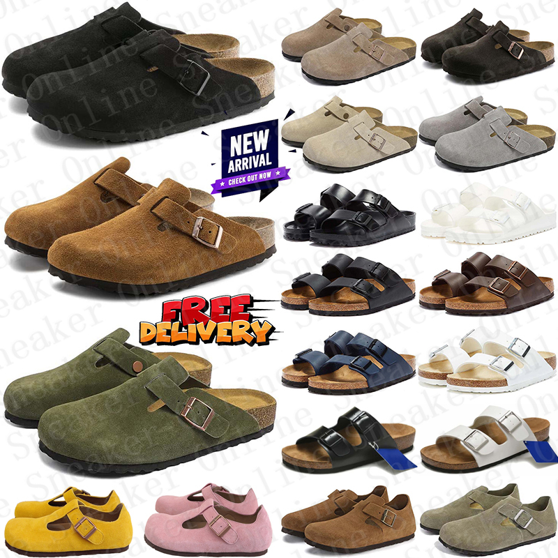 Free shipping Designer clog birkinstocksandal clogs heels slippers slides for mens Buckle womens Boston sandal flats Loafers mules shoes furry Flip Flops