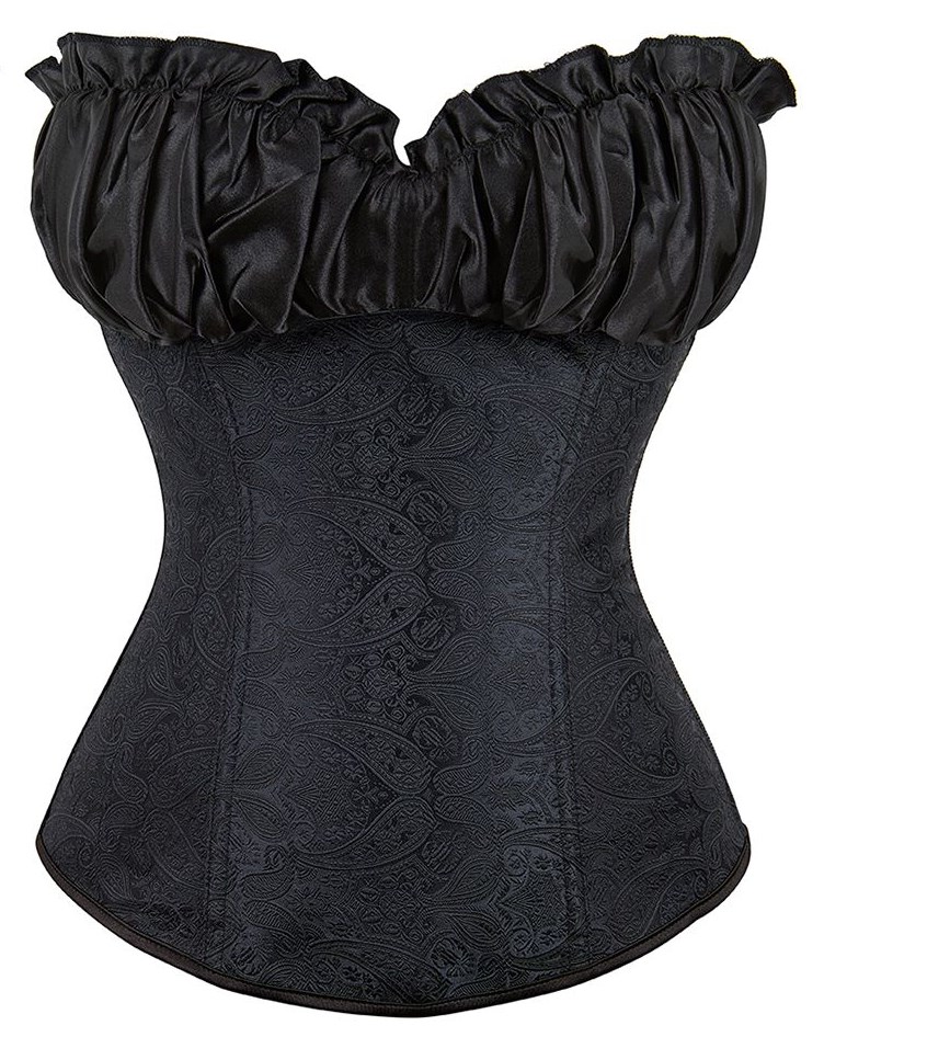 Women's Tanks Zip Side Brocade Women Lace Up Overbust Corset Bustier Outfit Plus Size Korset With Cup Black Apricot White Red Silver 864#