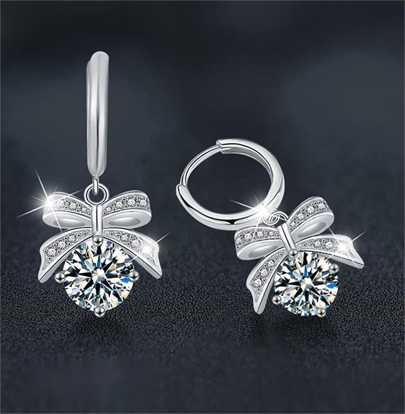 Elegant Moissanite-Studded Sterling Silver Chandelier Earrings Inspired by Nature's Beauty