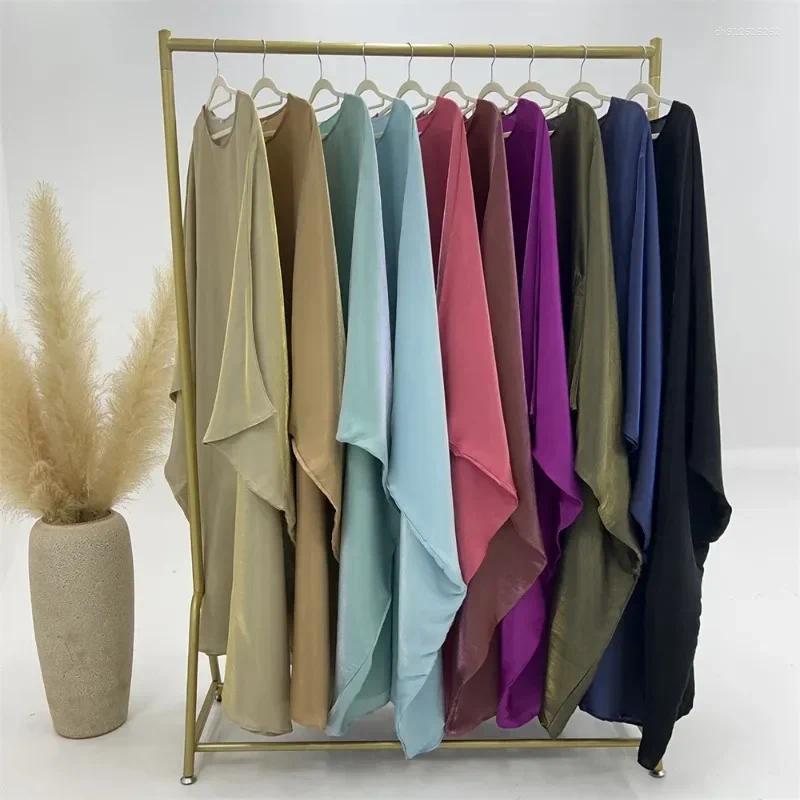 Ethnic Clothing Abaya Dubai Women Islam Muslim Maxi Kaftan Dresses Kebaya Caftan Marocain Robe Femme Musulmane Ramadan Eid Summer Satin
