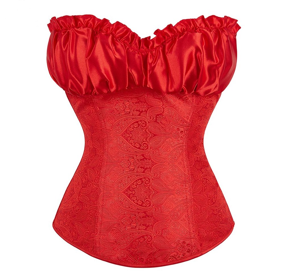 Women's Tanks Zip Side Brocade Women Lace Up Overbust Corset Bustier Outfit Plus Size Korset With Cup Black Apricot White Red Silver 864#