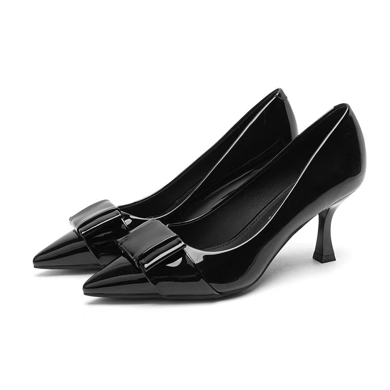 Wedge Elegant High Heels Shoe For Women Leather Buckle Pointed Pumps Wedges Nude Black Party Wedding Office Shoes 8a13 s s