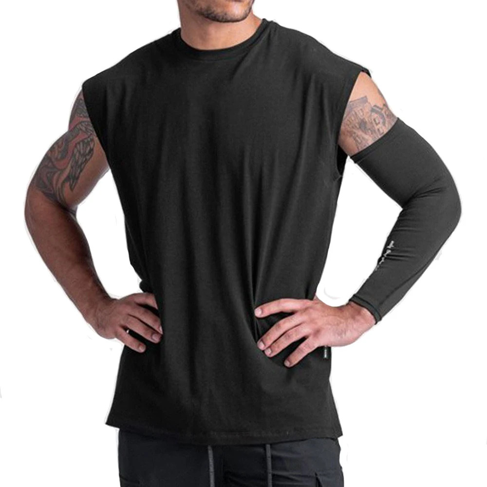 Mens cotton sleeveless loose vest gym fitness top exercise breathable Oneck casual oversized underwear 250430Z